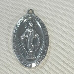 Miraculous Medal Sterling Silver Virgin Mary Religious Pendant 9g Oval Medallion